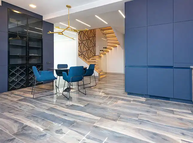 luxury tile flooring installed in kitchen